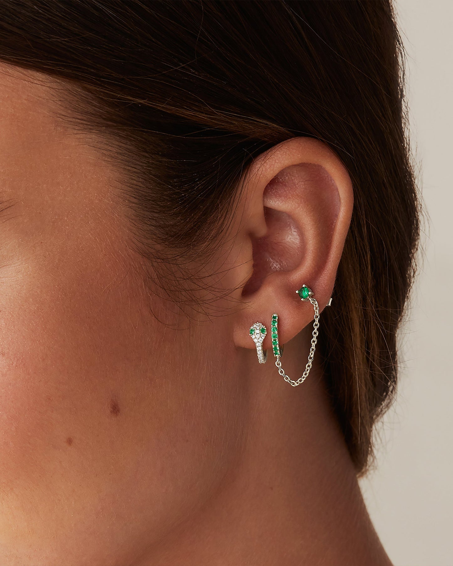 CZ Snake Huggie Earrings