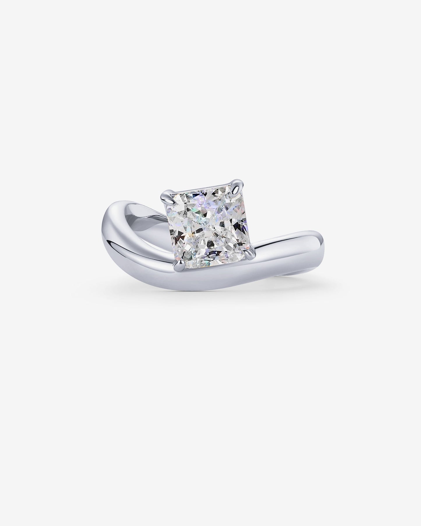 Square Cubic Zirconia Solitaire Wavy Ring