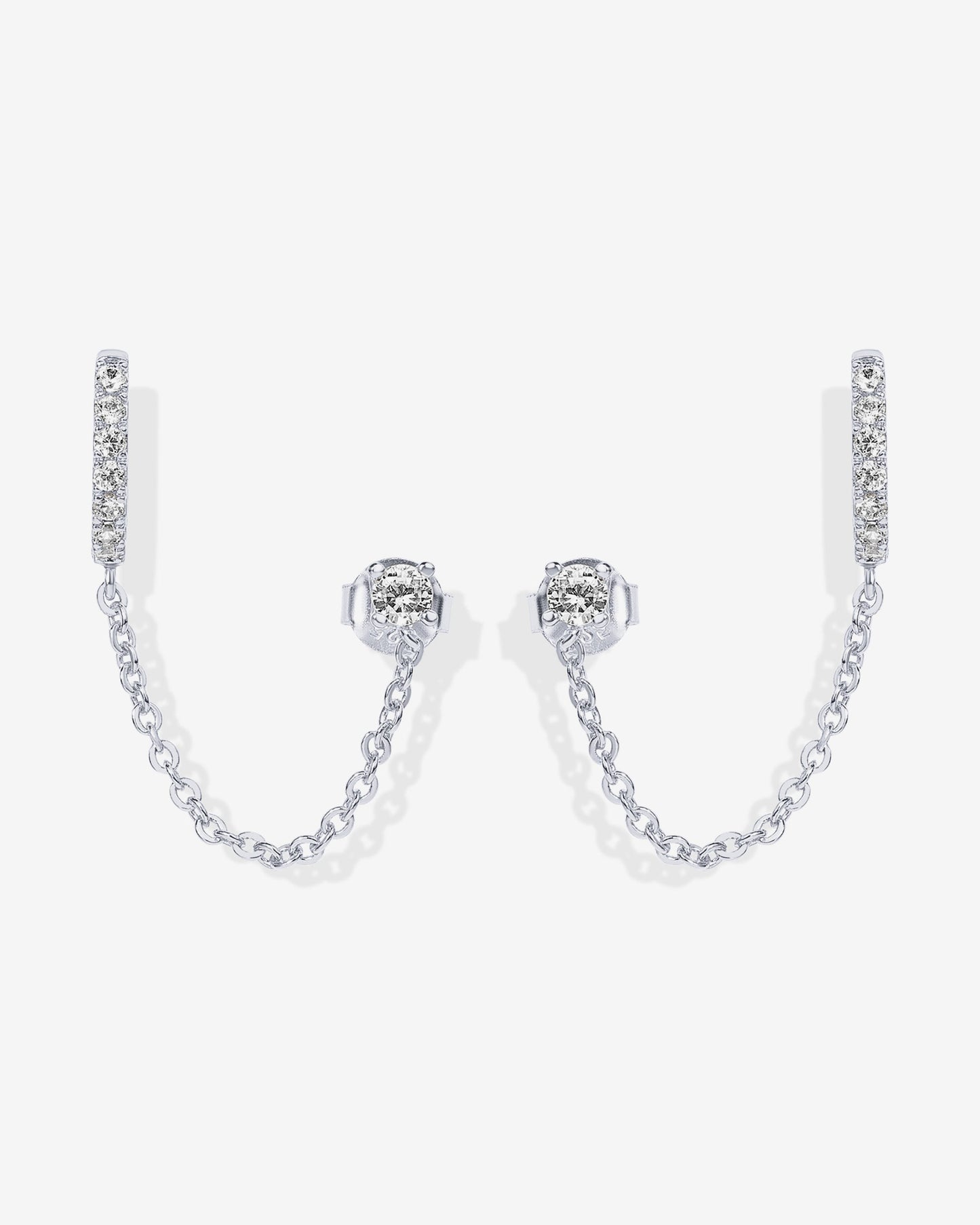 Chained Huggie Hoop with CZ Stud