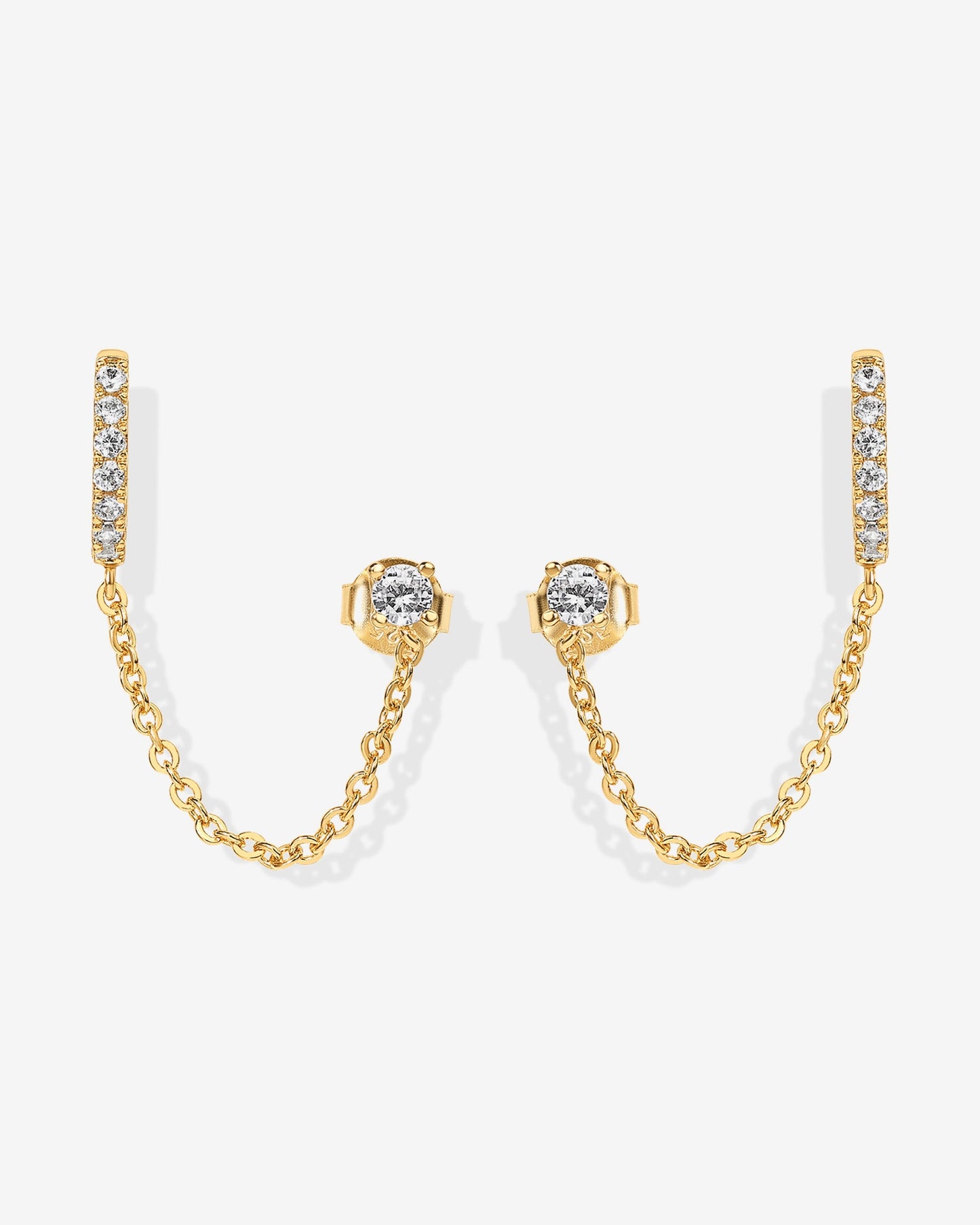 Chained Huggie Hoop with CZ Stud